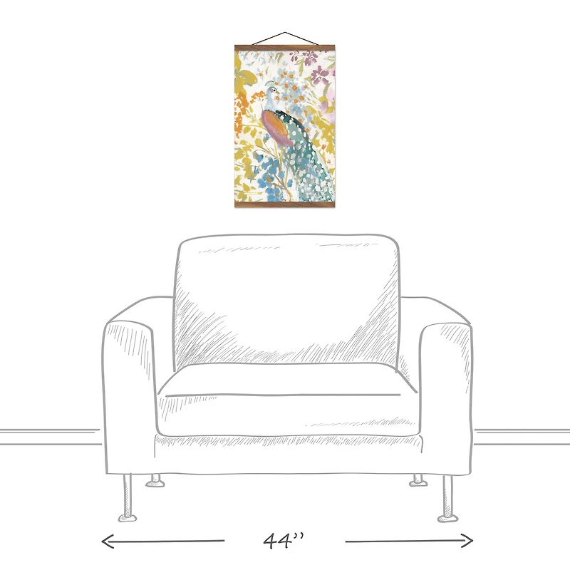 Spring Peacock Teak Hanging Canvas Art