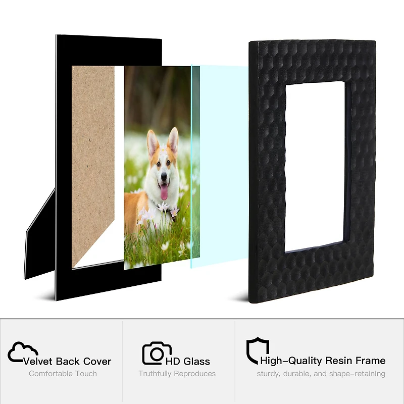 Glitzhome® Black Honeycomb Resin Tabletop Picture Frame Set