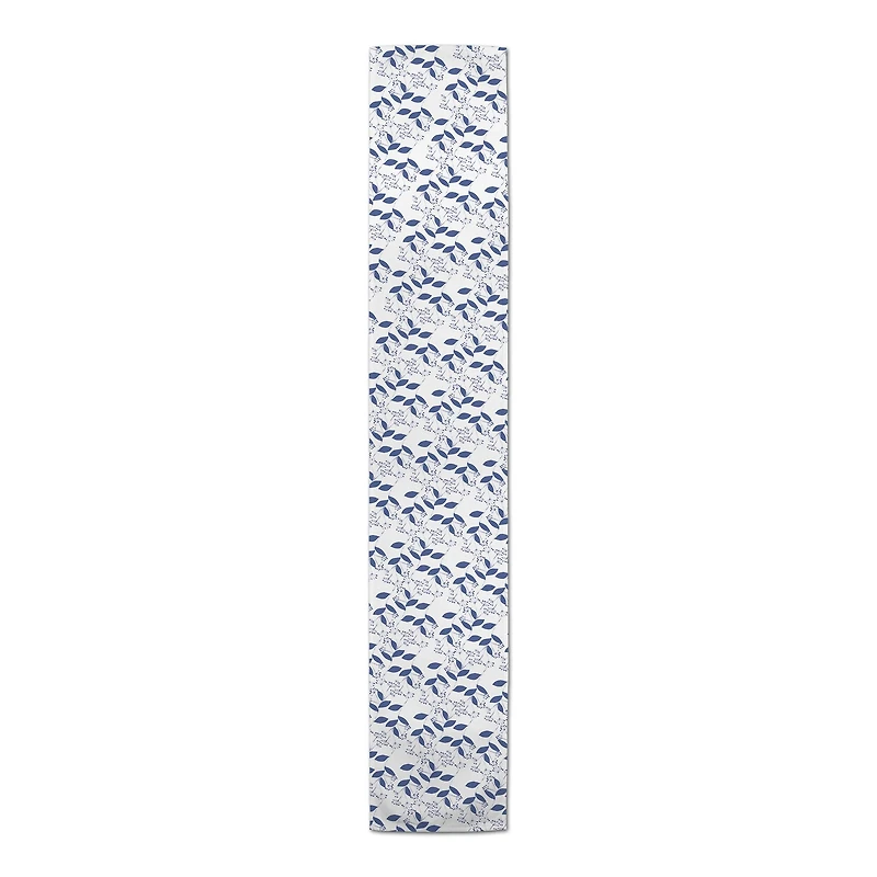 Blue Painted Flowers Indoor/Outdoor Table Runner