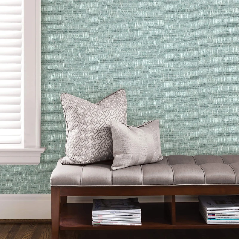 NuWallpaper Aqua Poplin Texture Peel & Stick Wallpaper