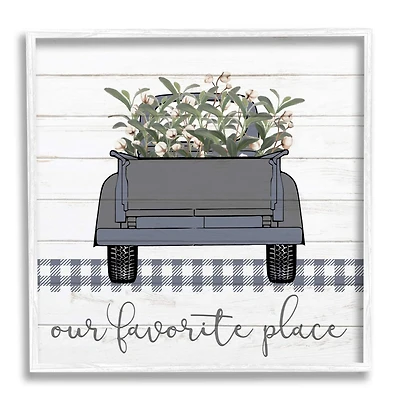 Stupell Industries Favorite Place Truck Wood Texture Blue Word Design Framed Wall Art