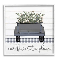 Stupell Industries Favorite Place Truck Wood Texture Blue Word Design Framed Wall Art