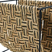 Hello Honey® Natural & Black Decorative Woven Jute & Metal Magazine Holder