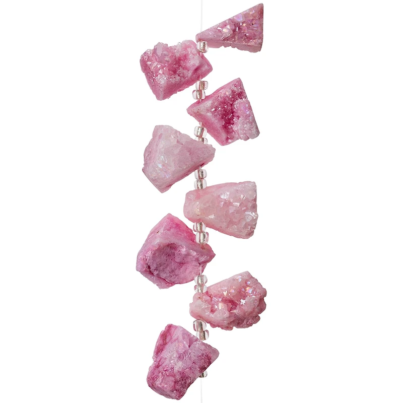 Pink Dyed Druzy Agate Nugget Beads by Bead Landing™