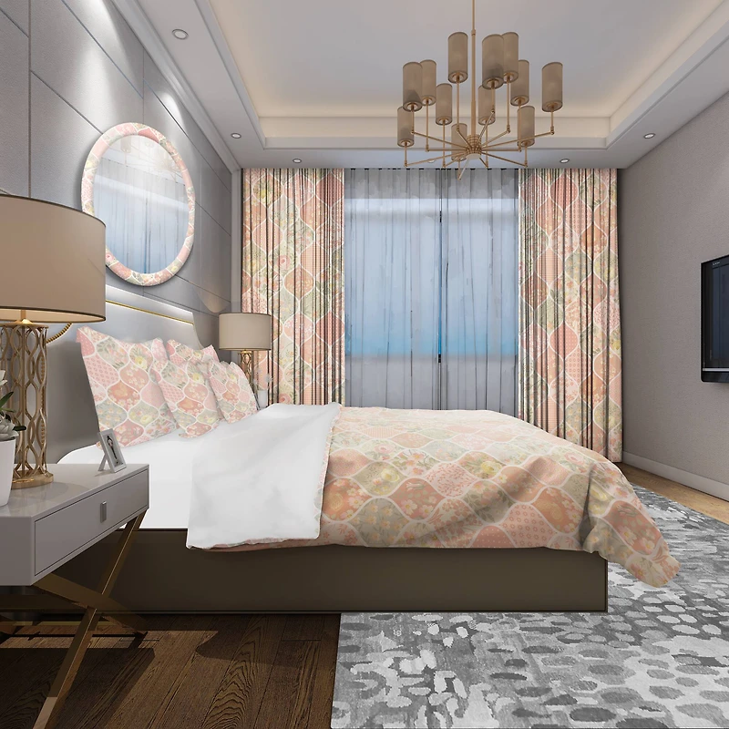 Designart 'Patchwork Pattern with Flowers' Patterned Bedding Set