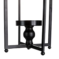 22" Modern Farmhouse Black Metal Candle Lantern Set
