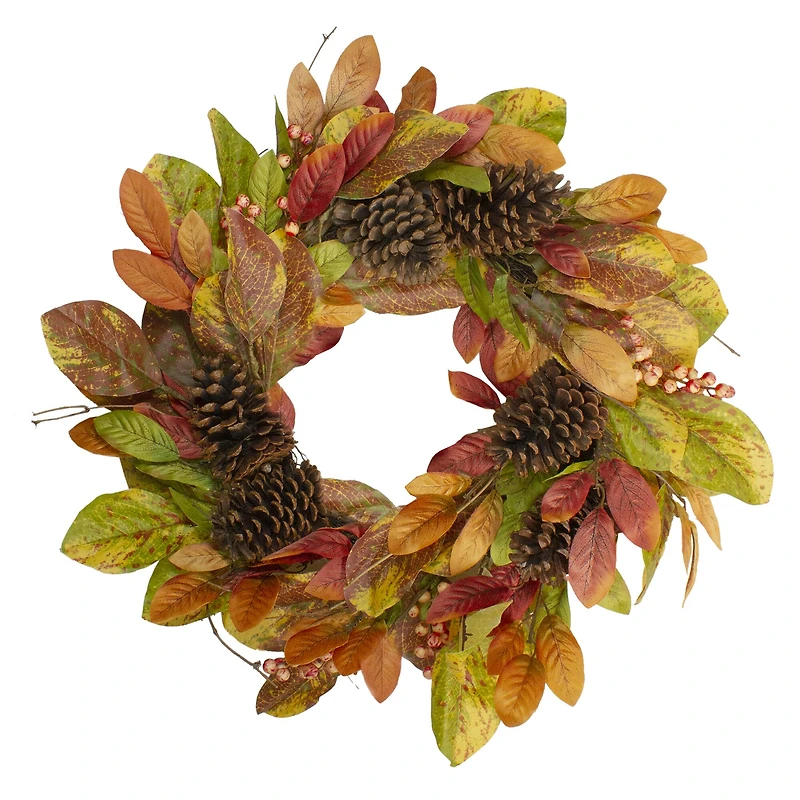 26" Leaves & Berries Twig Thanksgiving Wreath 