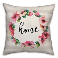 Home Floral Wreath Throw Pillow