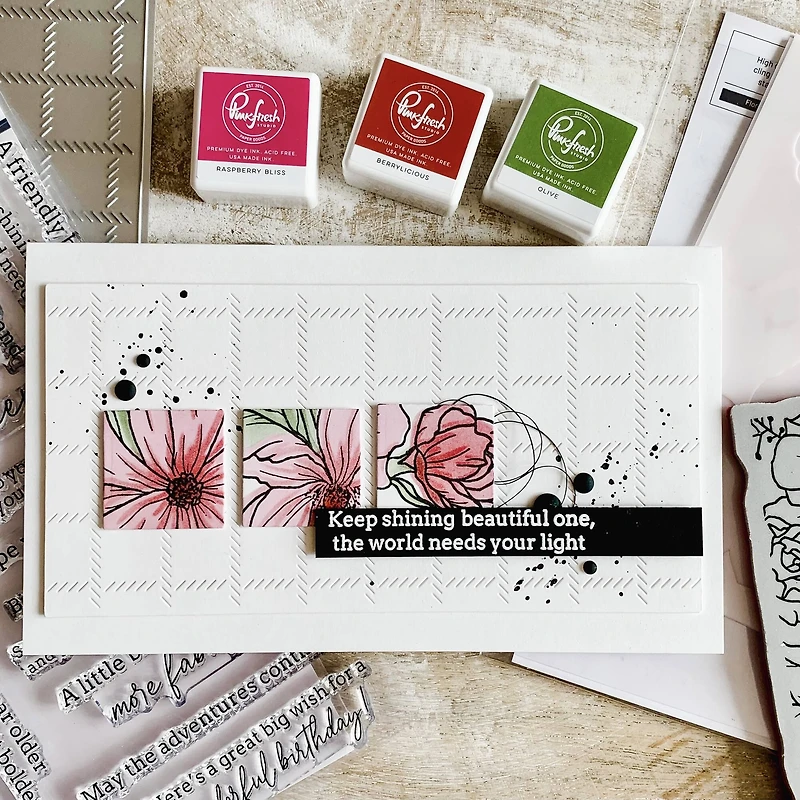 Pinkfresh Studio Floral Focus Cling Rubber Background Stamp