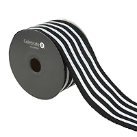 2.5" x 20ft. Black & White Stripes Wired Ribbon by Celebrate It® Halloween