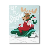 Stupell Industries Let It Snow Moose Sleigh Canvas Wall Art