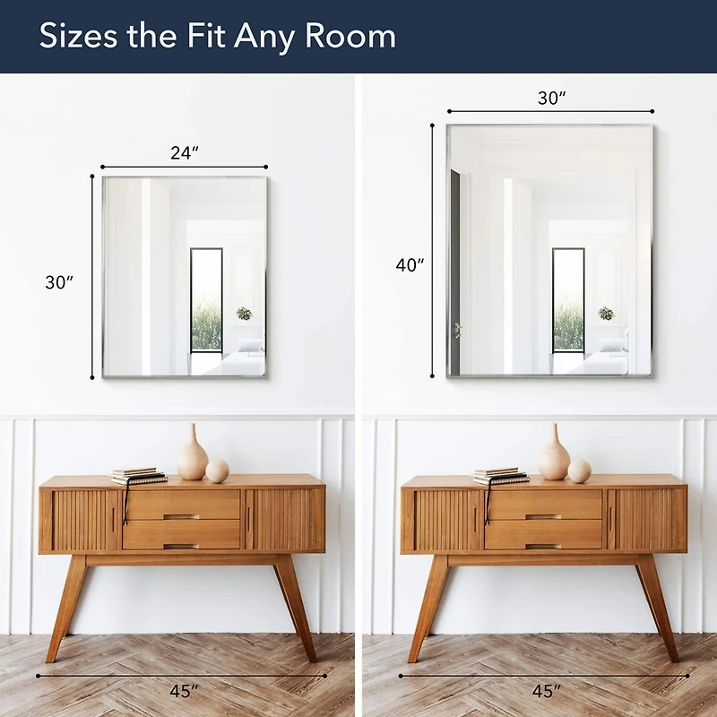 Head West Brushed Nickel Rectangular Framed Accent Vanity Mirror