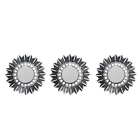 9.5" Brushed Silver Floral Sunburst Mirrors, 3ct.