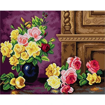 Orchidea Still Life with Roses by Olaf Hermansen Needlepoint Canvas Counted Cross Stitch Kit