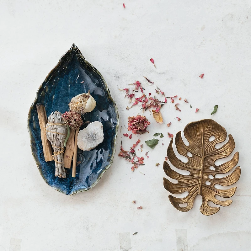 Hello Honey® 6.5" Antique Monstera Leaf Tabletop Accent