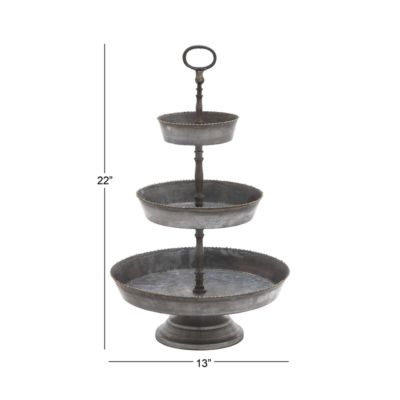 22" Gray Iron Farmhouse 3 Tier Tray Stand