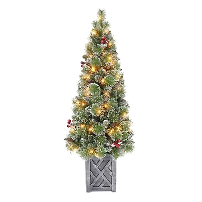 5ft. Pre-Lit Vancouver Pine Artificial Potted Christmas Tree, Clear Lights