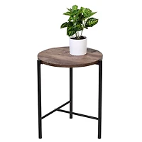 Honey Can Do Natural T-Pattern Base Round Side Table