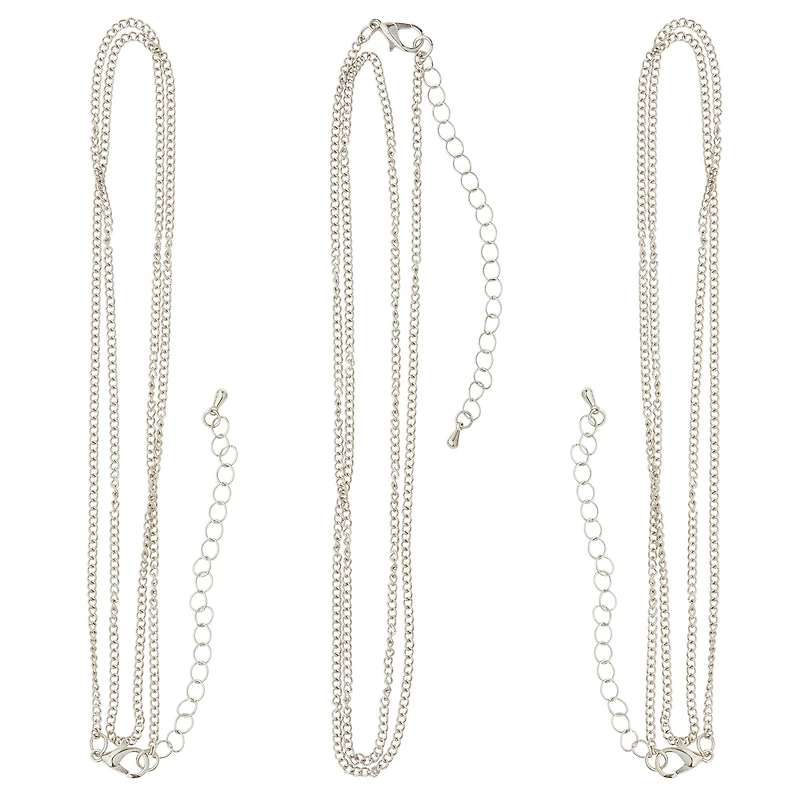 12 Packs: 3 ct. (36 total) Rhodium Cuban Curb Chain Necklaces by Bead Landing™