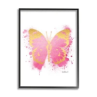 Stupell Industries Hot Pink Pop Butterfly Glam Paint Splatter in Frame Wall Art
