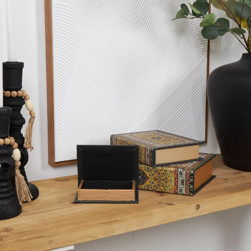 Arabesque Pattern Canvas Storage Book Box Set