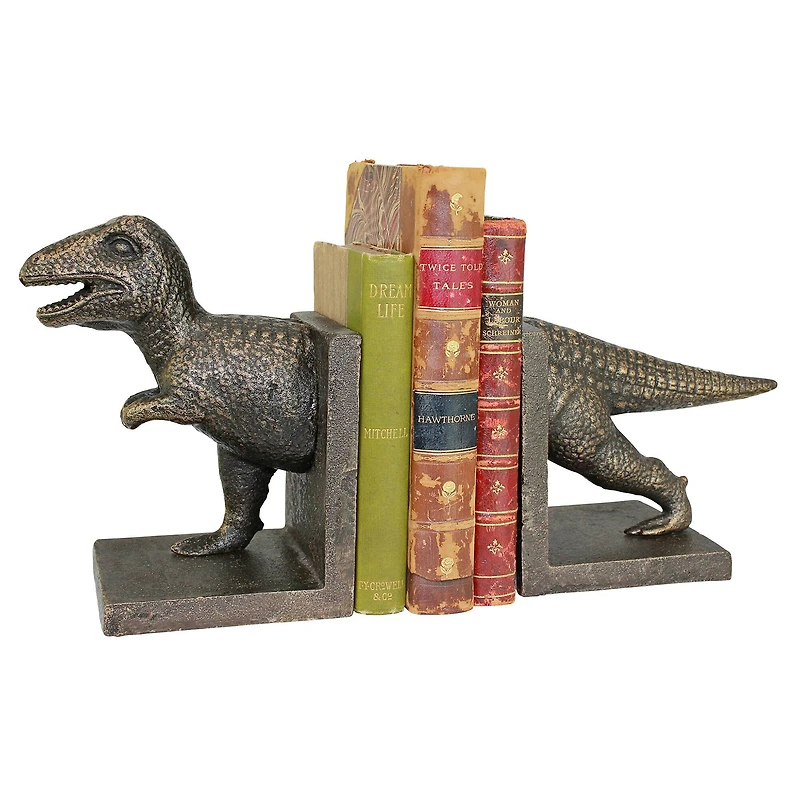 11.5" T-Rex Dinosaur Cast Iron Sculptural Bookend Set