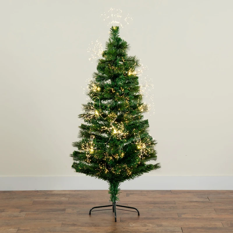 5ft. Fiber Optic Warm White LED Lights Pine Artificial Christmas Tree