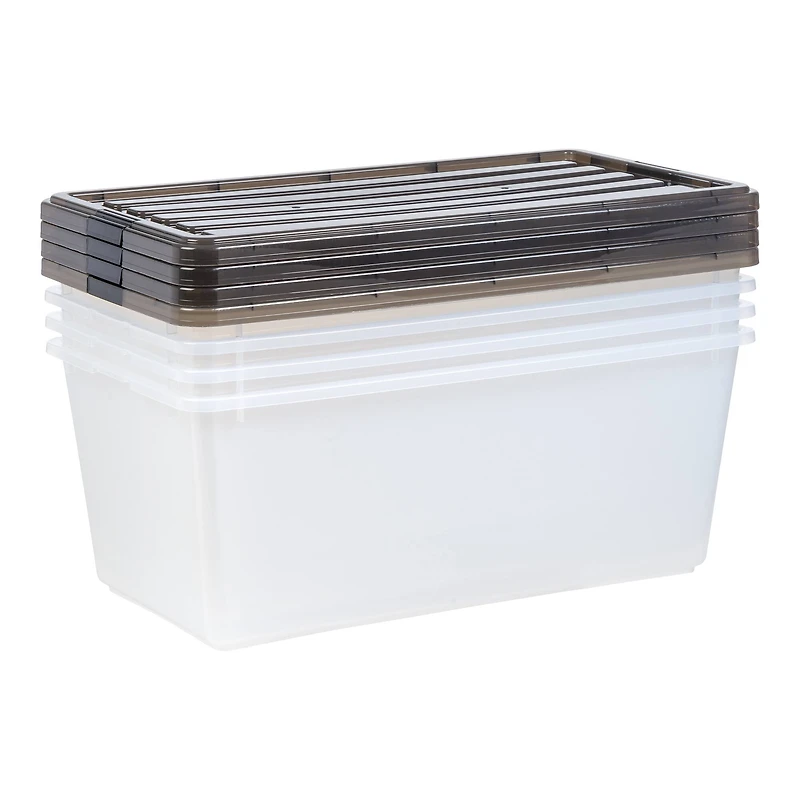 Iris® 91qt. Clear View Plastic Storage Bins with Gray Latching Buckle Lids, 4ct.