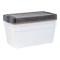Iris® 91qt. Clear View Plastic Storage Bins with Gray Latching Buckle Lids, 4ct.