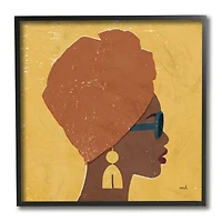 Stupell Industries Female Couture Head Wrap Glam Fashion Black Framed Wall Art, 12" x 12"