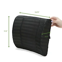 Mind Reader Black Memory Foam Lumbar Back Cushion