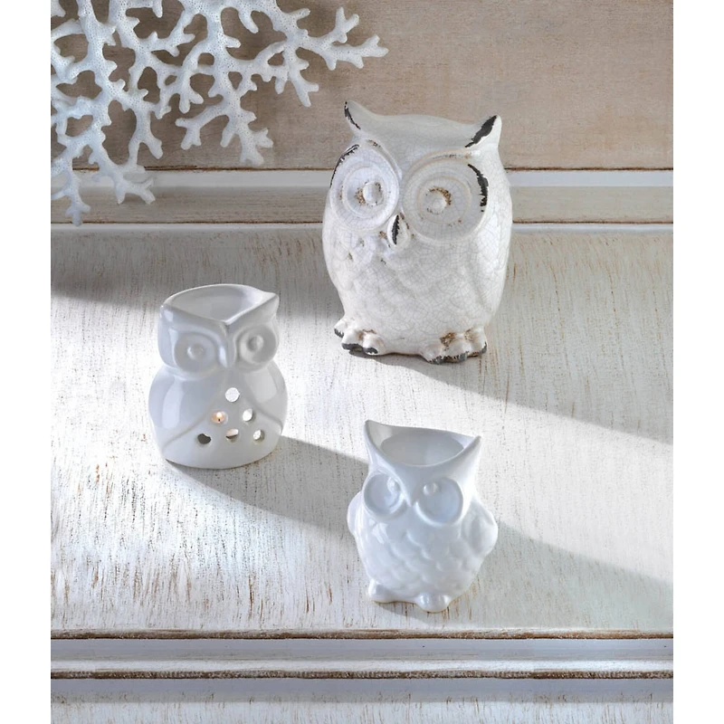 4" Porcelain Friendly Owl Candle Oil Warmer