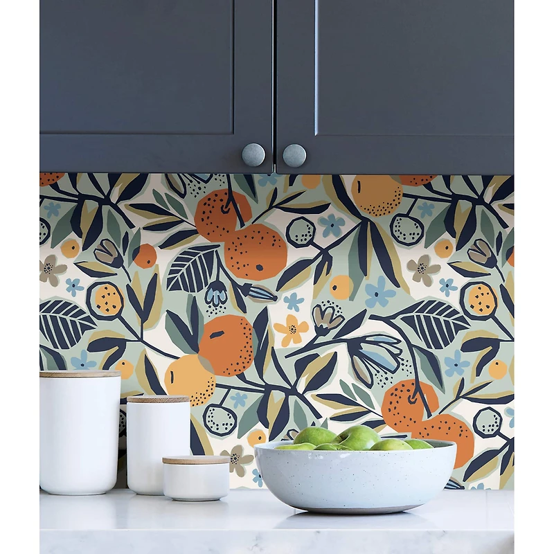 Clementine Garden Peel & Stick Wallpaper