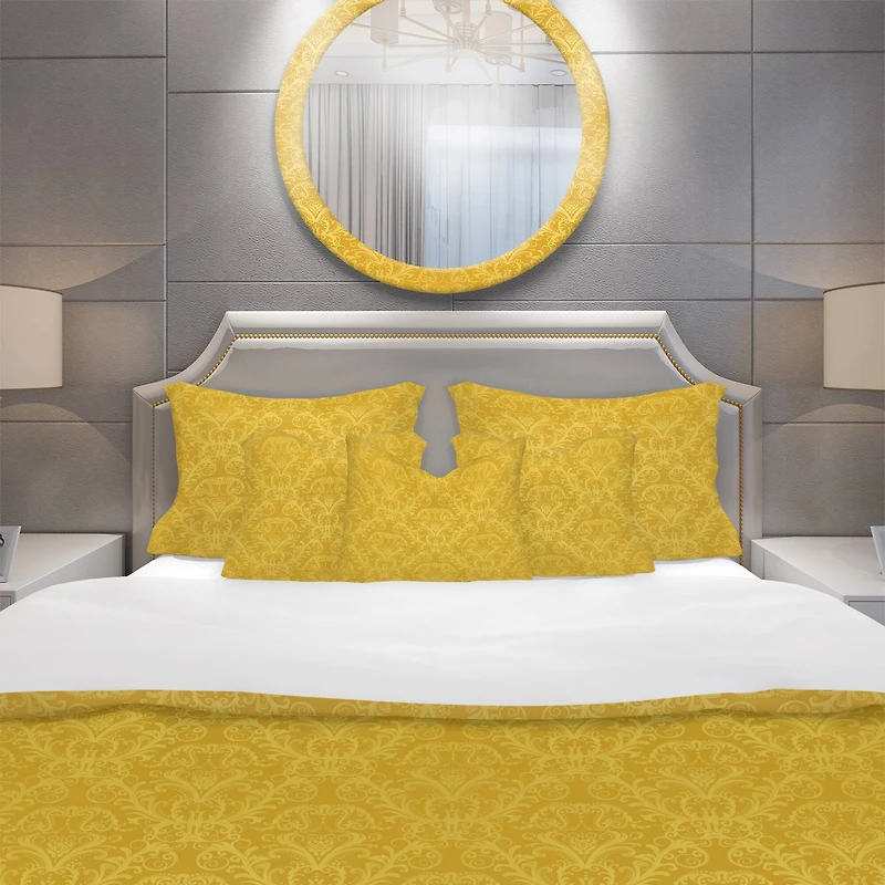 Designart 'Luxury Golden Floral Glam Duvet Cover Set