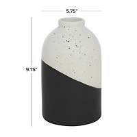 Black Ceramic Contemporary Vase, 10" x 6" x 6"