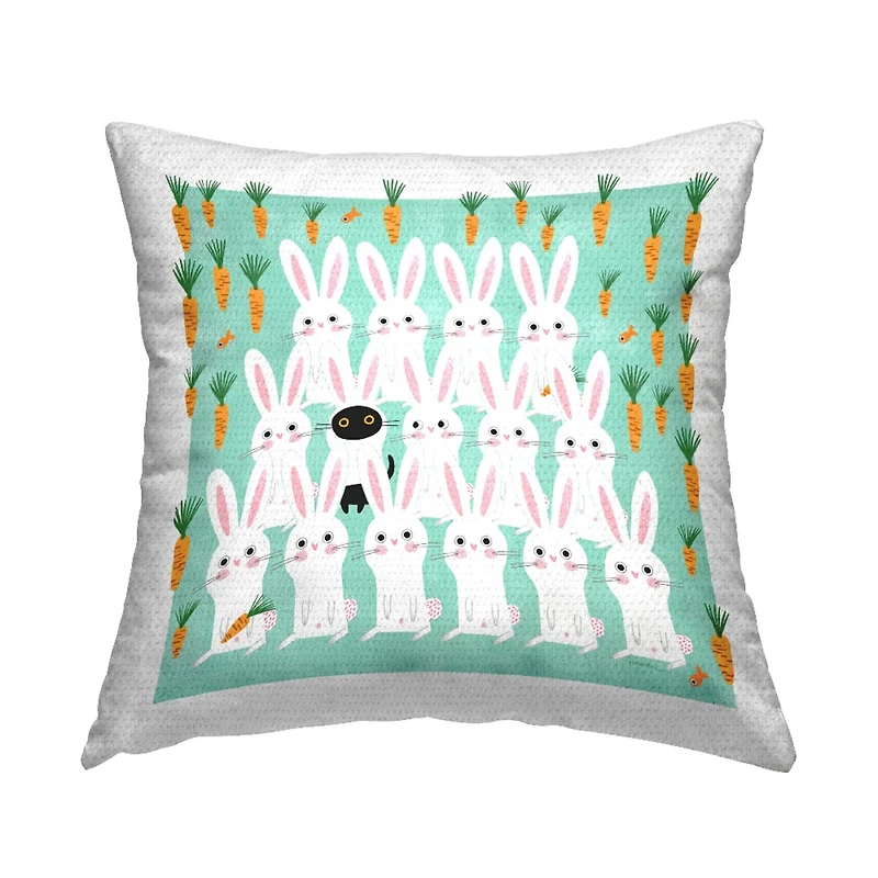 Stupell Industries Cat Mixed with Bunnies Outdoor Printed Pillow