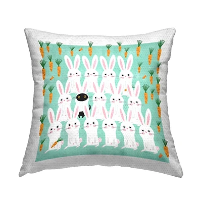 Stupell Industries Cat Mixed with Bunnies Outdoor Printed Pillow