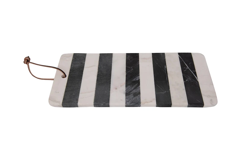 Hello Honey® Black & White Striped Marble Board with Leather Tie