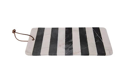 Hello Honey® Black & White Striped Marble Board with Leather Tie