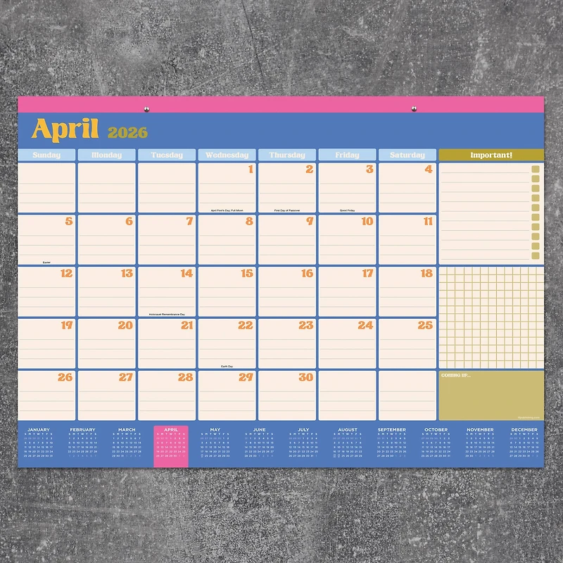 2026 Sherbet Medium Desk Pad Monthly Blotter Calendar