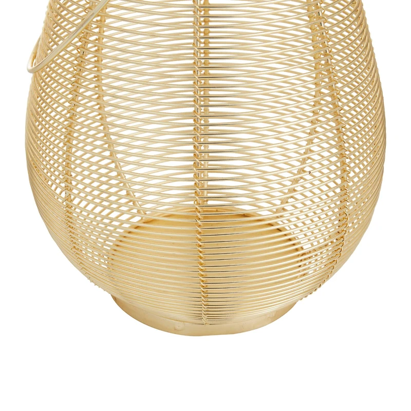 Gold Iron Glam Lantern, 11" x 8" x 8"