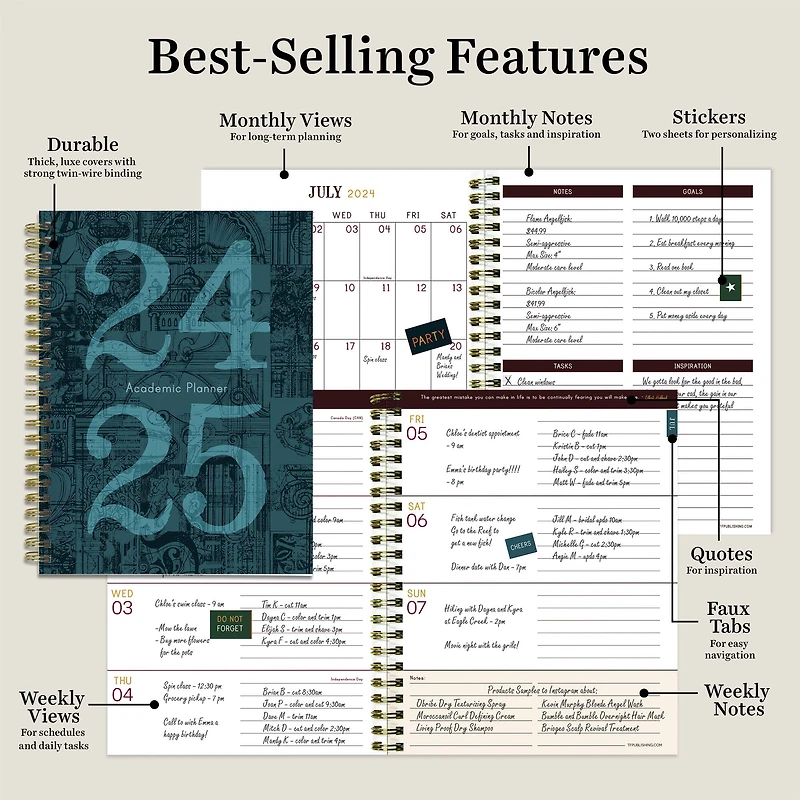 TF Publishing 2024 - 2025 Mineral Fleur-de-lis Medium Spiral Planner