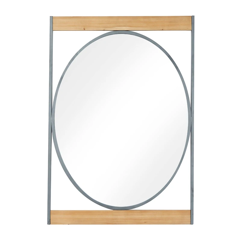 Brown Iron Industrial Wall Mirror, 40" x 28" x 2"