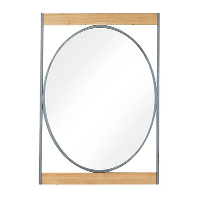 Brown Iron Industrial Wall Mirror, 40" x 28" x 2"