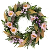 13" Purple Artificial Mixed Floral and Greenery Spring Wreath