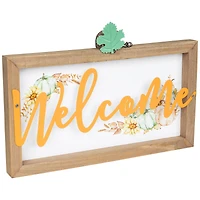 Pumpkins and Sunflowers Welcome Fall Harvest Wall Sign - 11"
