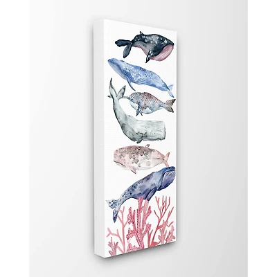 Stupell Industries Whale Wildlife Ocean Coral Watercolor Illustrations Canvas Wall Art