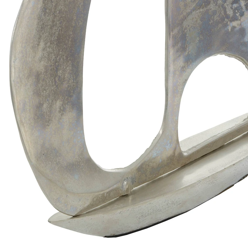 37" Silver Aluminum Sailboat Sculpture