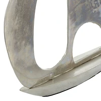 37" Silver Aluminum Sailboat Sculpture