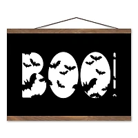 Boo Bats 12" x 18" Teak Hanging Canvas